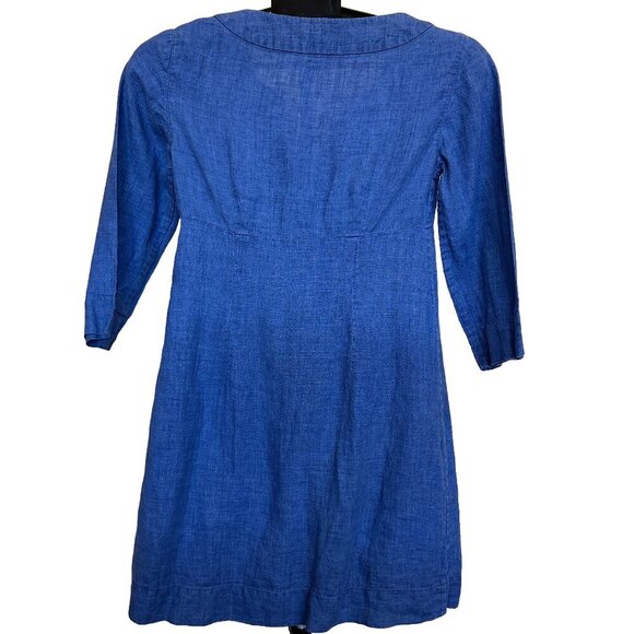Boden Casual Linen Tunic Dress, Blue, Size US 4P - Picture 3 of 7